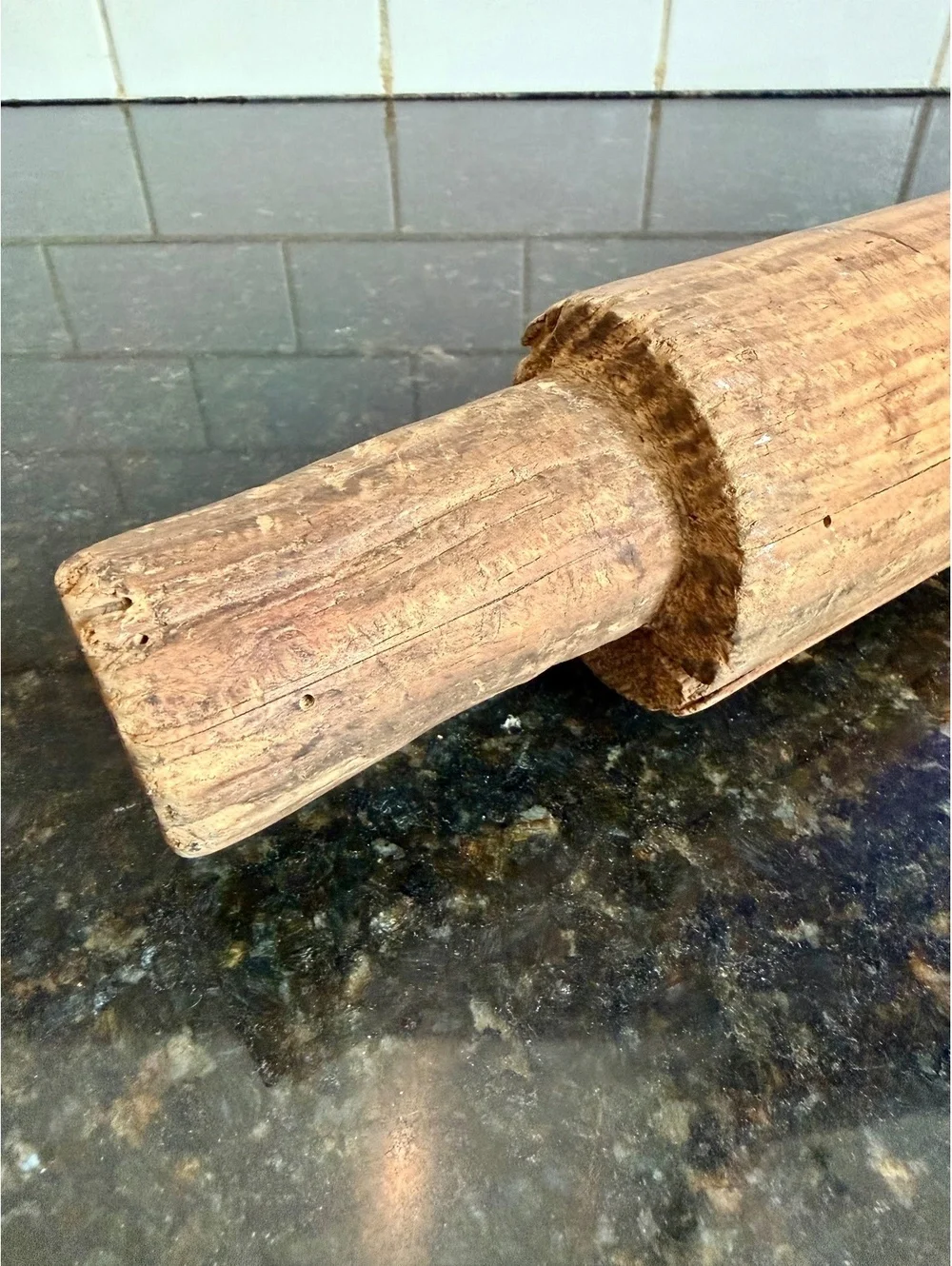 Antique Primitive Wooden Rolling Pin Rustic Farmhouse Treen c. 1880-1920
